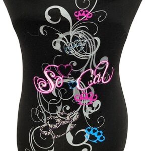 Y2K vintage 2000s affliction SoCal grunge Black Dress with Pink and Blue Details